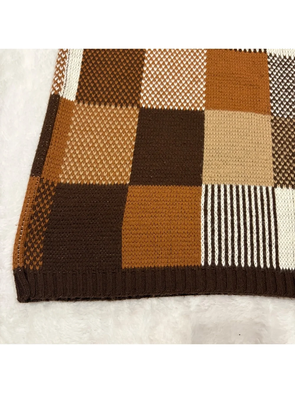 Jersild Vintage Grandpa Men's Brown Checkered Knit Sweater Vest Acrylic Size M